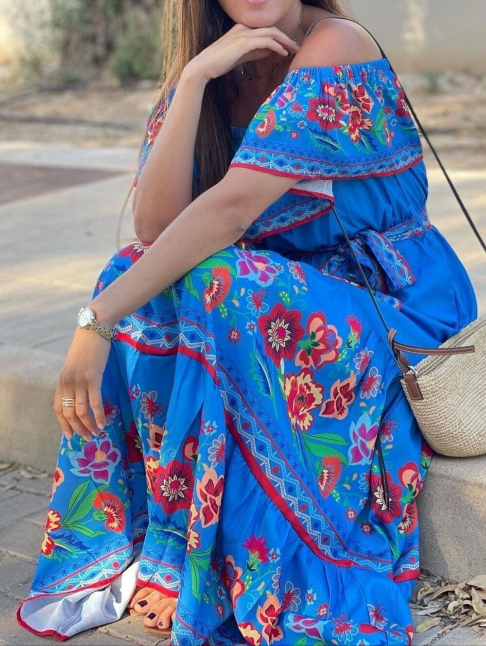 Summer Blossom Ruffle Maxi - Blue - Picture 2 of 5